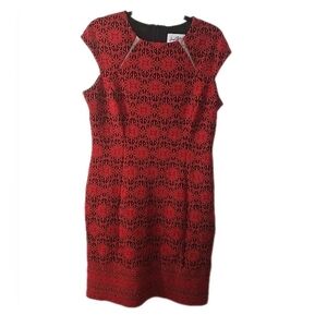 Joseph Ribkoff‎ Dress Size 16 Red Black Sheath Stretch Classy Business Womens